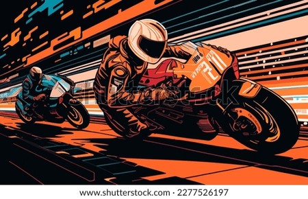 Vector drawing. Drawing of a racing motorcycle on a circuit race, for your design