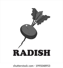 Vektorgrafik Radish. Sketch-Illustration. Einfache Druckaufzeichnung durch Linien. Vektorgrafik von Radieschen, Radieskugel im einfachen Stil. Frische Agrarnahrung. Rotes Logo, Druck.