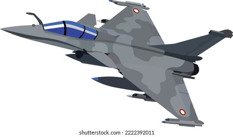 vector drawing, rafale jet in maneuver