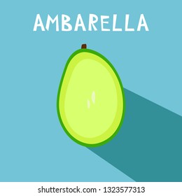 Vector drawing of rare topucal exotic fruit - ambarella. Spondias dulcis, mombin, pomme cythere, polynesian-plum, yellow plum, otaheite-apple, tahitian quince.