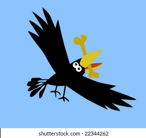 vector drawing ravens on blue background