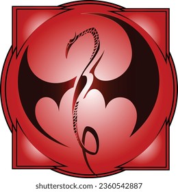 Vector drawing of a red and black dragon