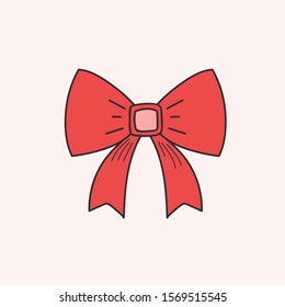 Vector drawing of a red bow. Illustration for design. Flat illustration. Vector Clipart