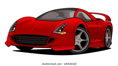 A Vector Drawing Of A Red Modern Exotic Sports Car.