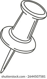 A vector drawing of a red plastic pushpin or thumbtack, isolated on white, perfect for attaching notes or memos to a board
