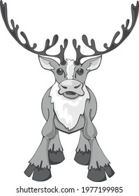 vector drawing of a reindeer with large horns. Drawing of a deer on a white background.