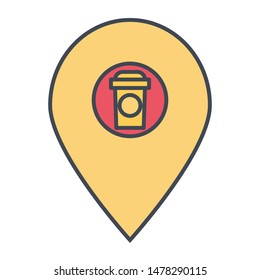 A vector drawing represents food and drinks design