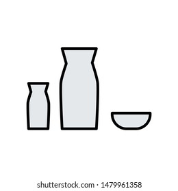 A vector drawing represents rice wine design