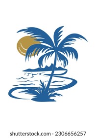 Un dibujo vectorial representa el diseño de una isla tropical. Un dibujo vectorial representa el diseño de una isla tropical.