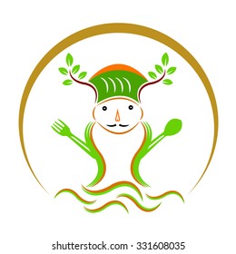 Vector drawing of restaurant logo design, isolated on transparent background.