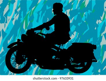Vector drawing a retro military motorcycle