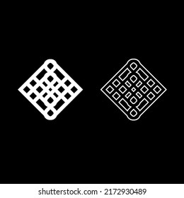 Vektorgrafik-Rhombus-Gitter, Silhouette und Kontur-Farbe Weiß-Flach-Stil
