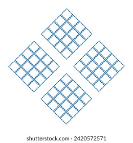 Vector drawing of rhombuses, dotted line color blue flat style