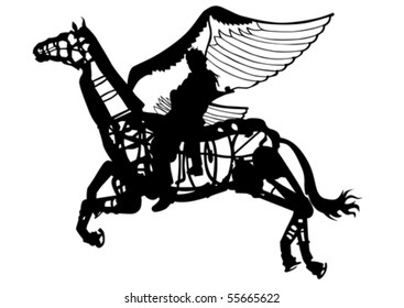Vector drawing a rider on a winged horse