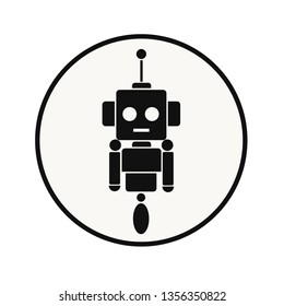 Vector drawing robot, color black flat style