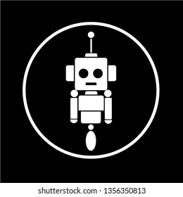 Vector drawing robot, color white flat style