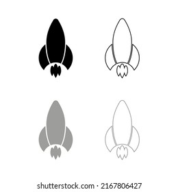 Cohetes de dibujo de vectores, color negro y gris de estilo plano