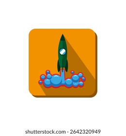 Vector drawing rocket. Icon rocket color flat style
