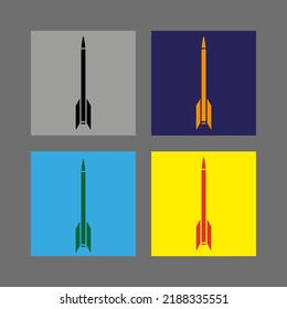 Vector drawing rocket, silhouette colorful flat style