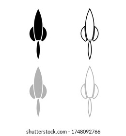 Cohetes de color negro y gris que despegan del icono vector