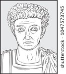 Vector Drawing of Roman Emperor / Tiberius Line Art / Inspired by ancient marble statue 