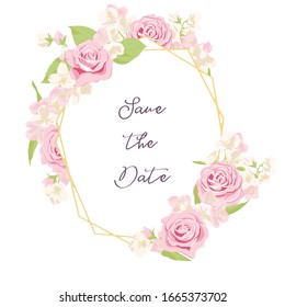 dibujo vectorial flores de rosa y hojas, diseño de boda floral aislado con fondo blanco, ilustración dibujada a mano