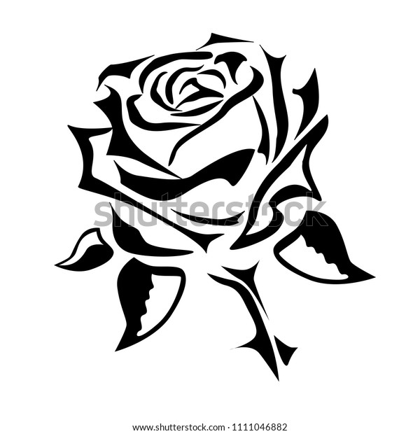 Vector Drawing Rose Tattoo Logo Stock Vector (Royalty Free) 1111046882