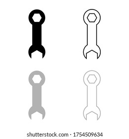 Icono de la llave de la cabeza redonda del vector, color negro y gris