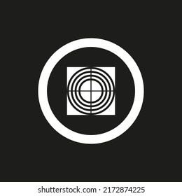 Vector drawing round target, color white flat style