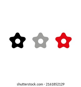 Vector drawing rounded star, color black gray red flat style