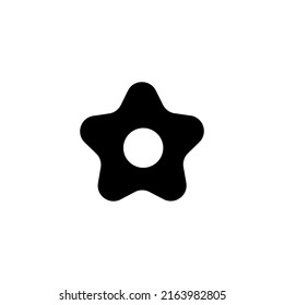 Vector drawing rounded star, color black  flat style