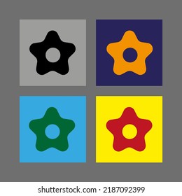 Vector drawing rounded star, silhouette colorful  flat style