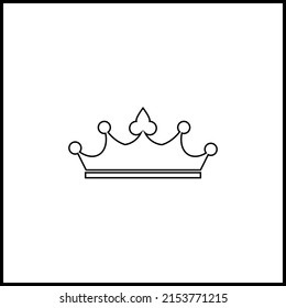 Vector drawing royal crown, contour color black flat style