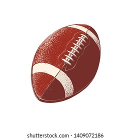 Vector drawing of rugby ball in color, isolated on white background. Graphic illustration, hand drawing. Drawing for posters, decoration and print. Vector illustration