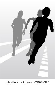 Vector drawing running athletes