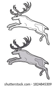 Vector drawing of running cartoon deer