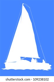 Vector drawing of a sailing ship on water