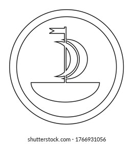 Vector drawing of a sailing ship, sailboat