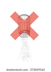 Vector drawing of a saltshaker with a red cross