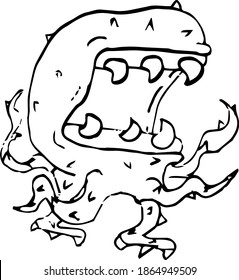Vector drawing of a scary monster. Evil monster.