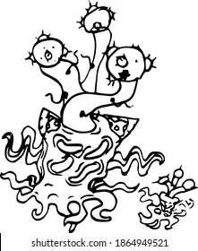 Vector drawing of a scary monster. Evil monster.