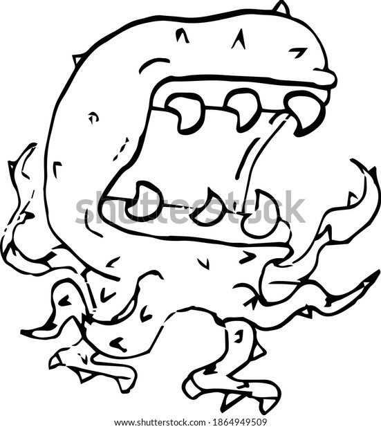 Vector Drawing Scary Monster Evil Monster Stock Vector (Royalty Free ...