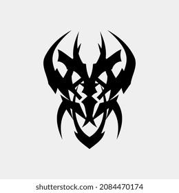 dibujo vectorial de un motivo de miedo monstruo de cabeza para tatuajes para hombres y mujeres