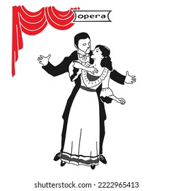 Vector drawing scene from American opera