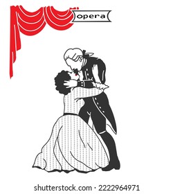 Vector drawing scene from Russian opera