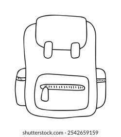 Vector drawing, school backpack. Coloring book for children.