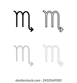 Vector drawing scorpio zodiac sign, contour and silhouette flat style