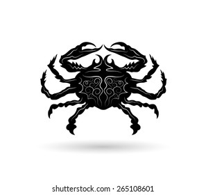 Vector drawing of the sea crab on white background. Stylish crab.