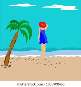 vector drawing of the sea, ocean, azure