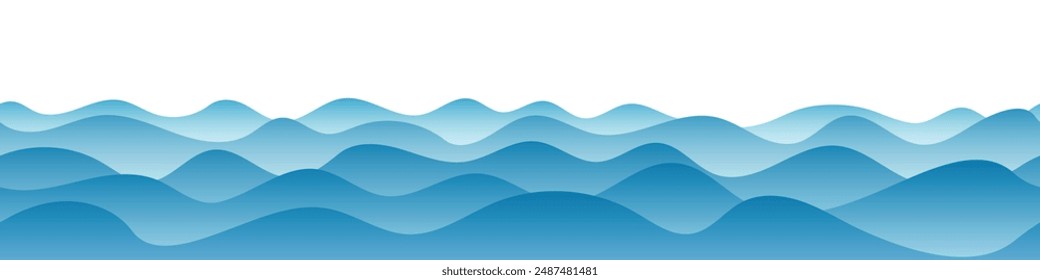 Dibujo de Vector de las olas del mar, fondo natural, borde sin fisuras